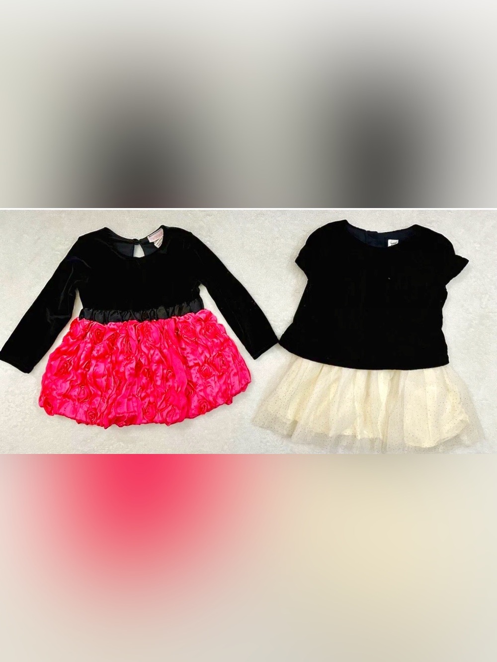 Very Nice Two Girls Dresses Size 2T Years Gap, Cachcach Excellent Condition